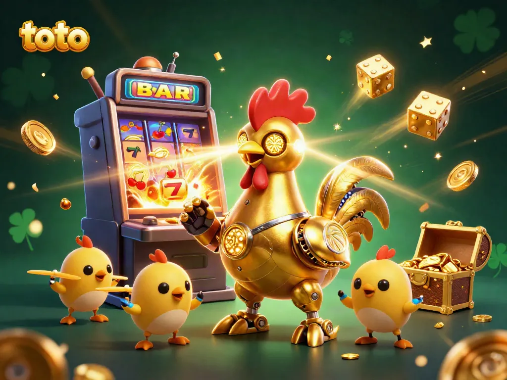 Experience excitement with toto-themed casino gaming, showcasing vibrant slot machines and golden characters.