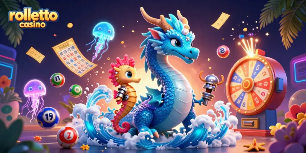 Experience the thrill at rolletto casino with a vibrant scene of gaming excitement and fantasy elements.