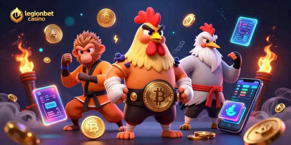 Join the action at legionbet casino with dynamic characters and vibrant gambling elements.