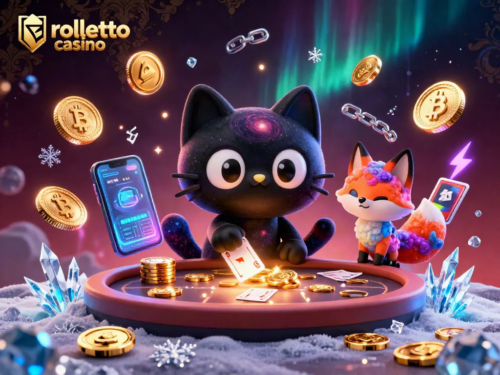 Experience the thrill of rolletto casino with a cosmic 3D gaming scene filled with vibrant characters and elements.