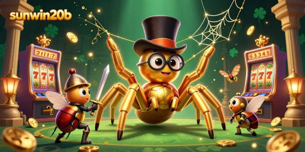 Spin the reels at sunwin20b with vibrant slot machines and golden characters in action.